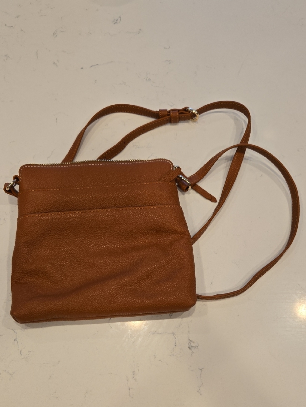 Structured Tan Crossbody Bag with Adjustable Strap